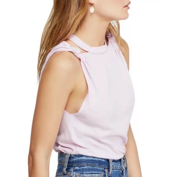 NWT FREE PEOPLE Twist-Shoulder Cut Out Tank Top - Picture 3 of 5